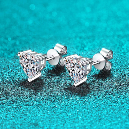 Moissanite Earrings. Heart Cut Genuine Moissanite. 1.0 - 2.0 Carat.