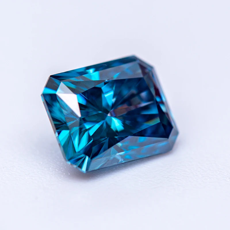 Loose Moissanite Stone. Sapphire Blue Color. Radiant Cut. 0.50 To 5.0 Carat