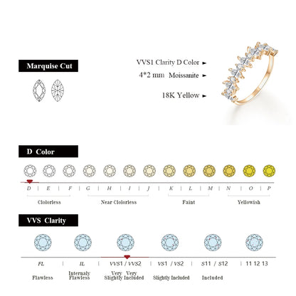 Moissanite Luxury Rings. D Color VVS1. Marquise-Cut 4*2mm