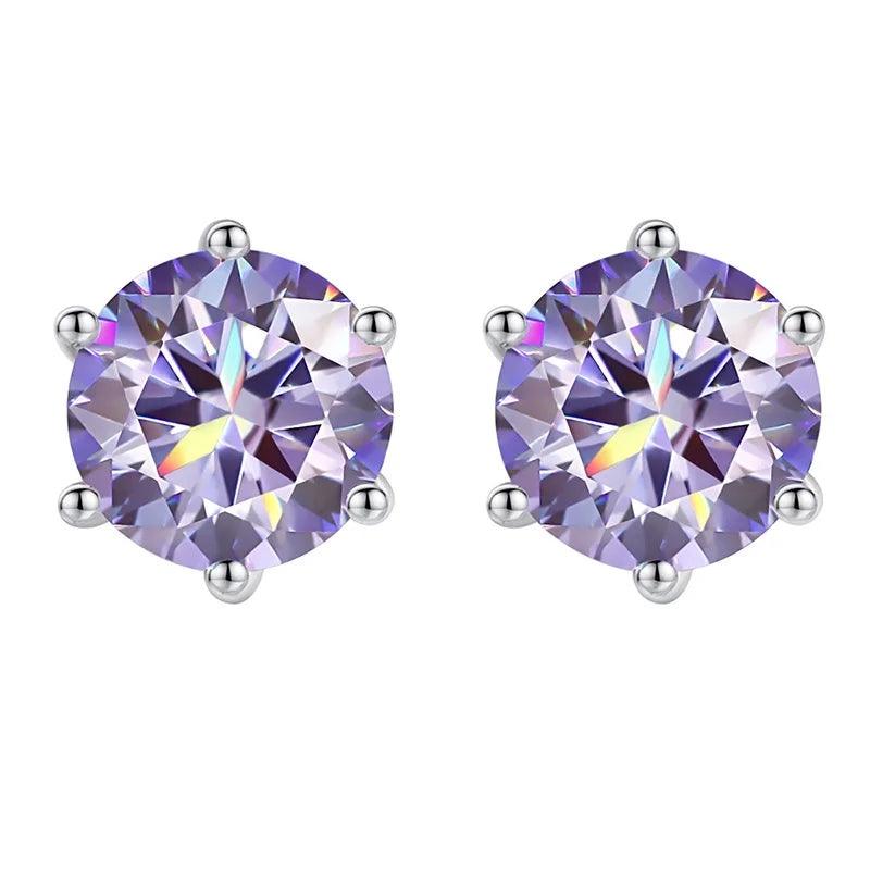 Colored Moissanite Stud Earrings. 1.0 To 4.0 Carat. With Certificate.