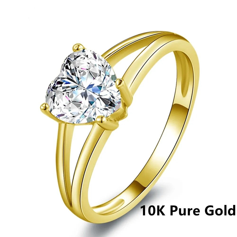 Heart-Shaped Moissanite Engagement Gold Rings. 1.20 Carat D VVS1.