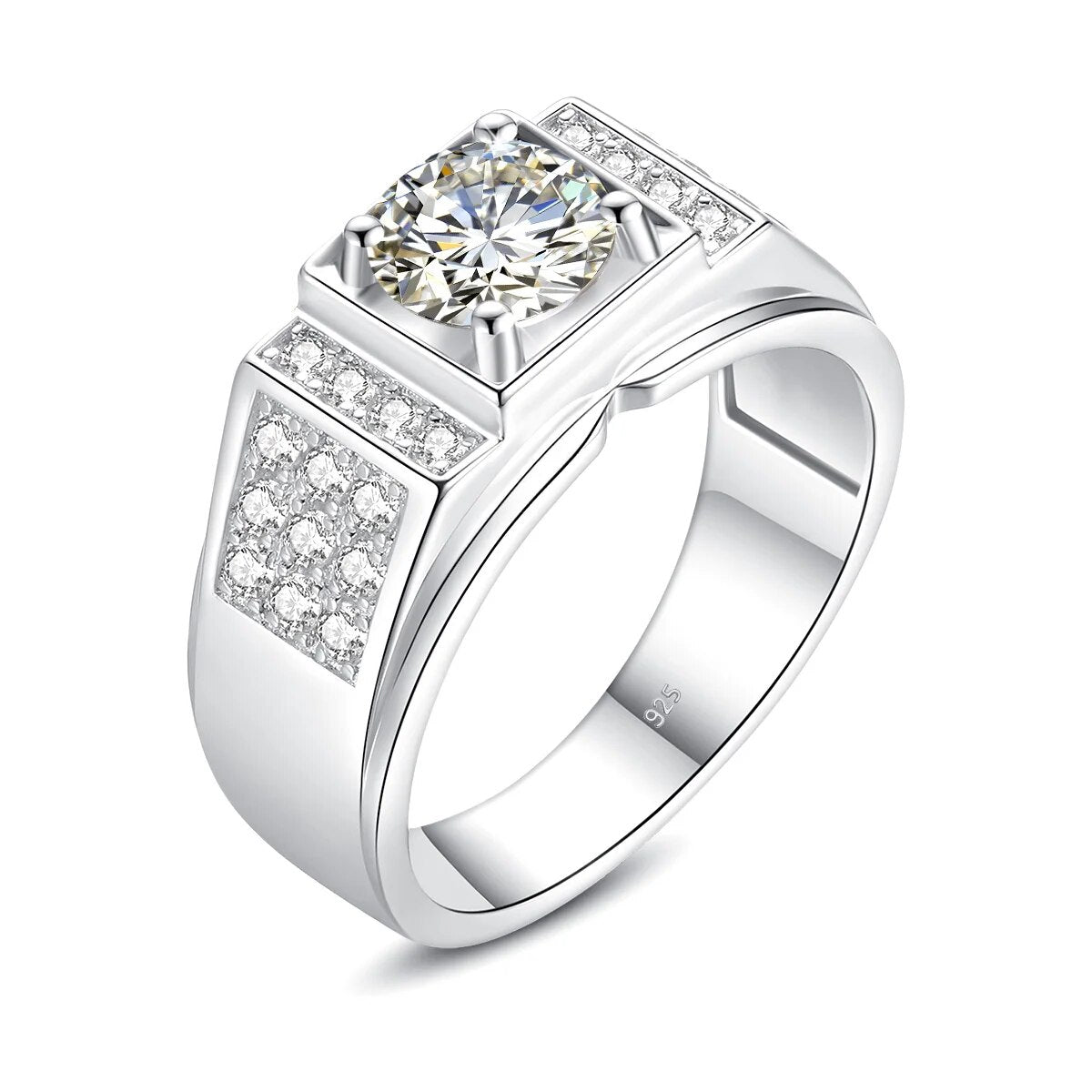 Men Luxury Moissanite Rings. 1.0 Carat D VVS1.