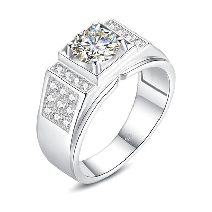 Men Luxury Moissanite Rings. 1.0 Carat D VVS1.