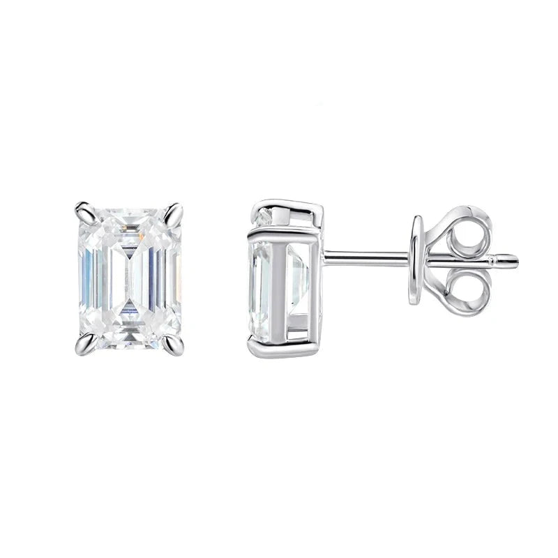 Moissanite Earrings. 2.0 To 8.0 Carat. Radiant, Princess, Pear Cut.