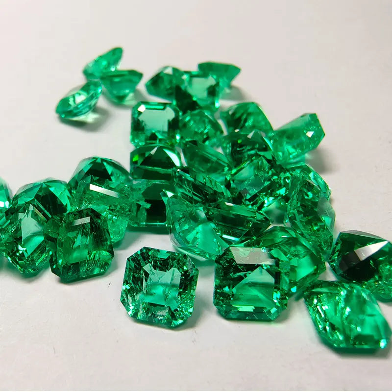 Man-Made Colombian Emerald. Asscher Cut. 1.0 To 16.0 Carat.