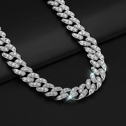 Cuban Link Chain Moissanite Diamond Bracelets. 18K Gold Plated Silver.