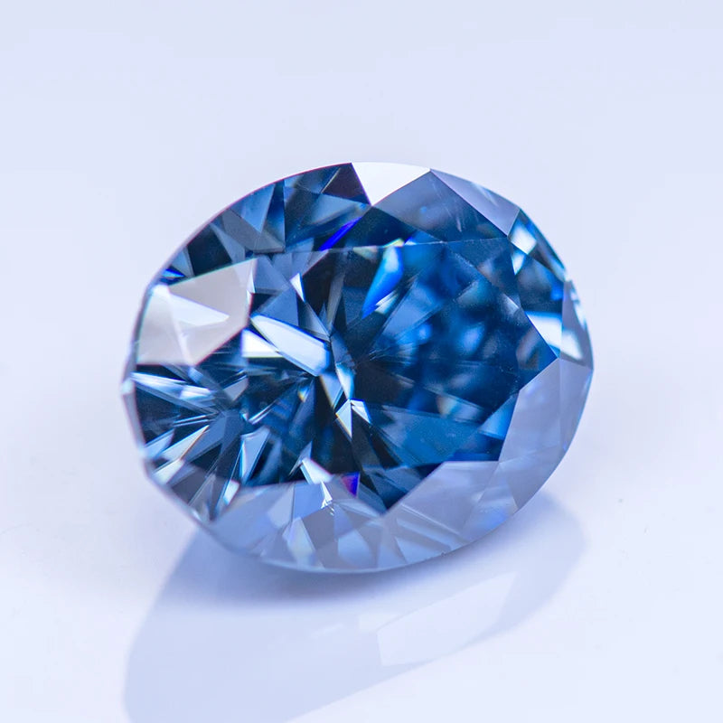 Loose Moissanite Stone. Royal Blue Color. Oval Cut. 1.0 To 5.0 Carat.