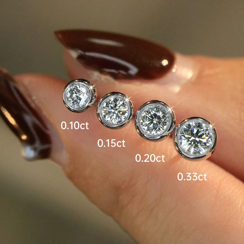 Classic Round Shape Stud Earrings with Real Diamonds.