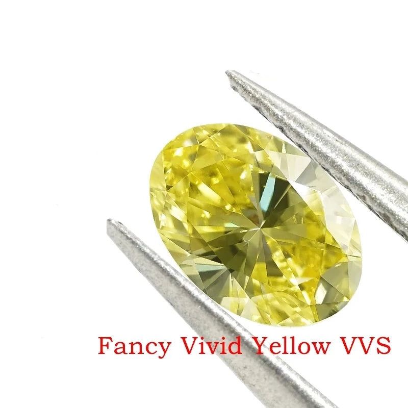 Loose Diamond. Fancy Vivid Yellow Color. 0.50 Carat Oval Shape diamond.