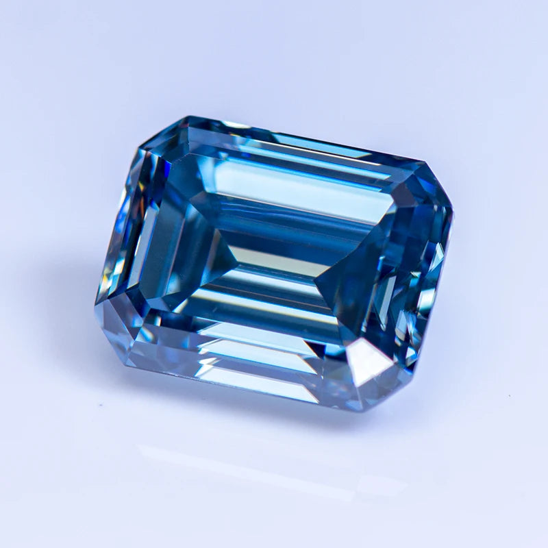 Buy Loose Moissanite. Royal Blue Color. Emerald Cut. 1.0 To 5.0 Carat.