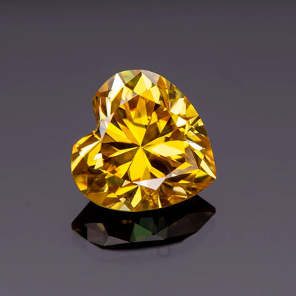 Loose Moissanite. Golden Yellow Color. Heart Cut. 1.0 To 5.0 Carat.