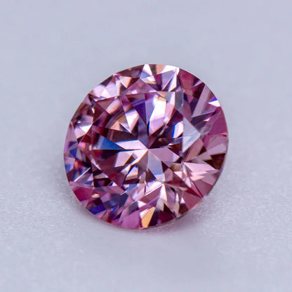 Moissanite Gems. Round Cut Sakura. Pink Color. 0.50 To 5.0 Carat.