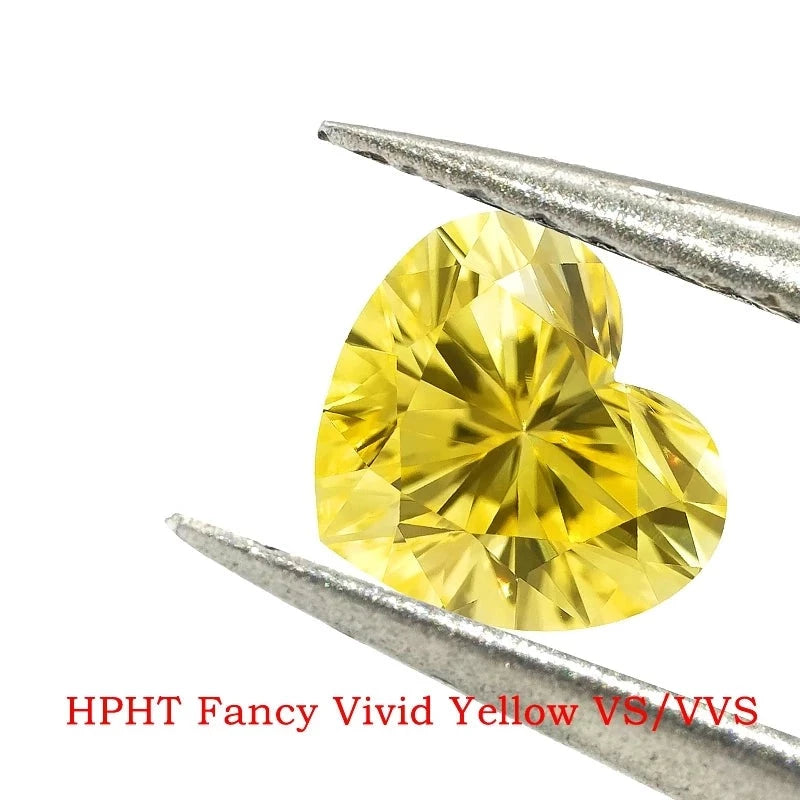 Fancy Yellow Lab-Grown Diamond. 0.53 - 0.73 Carat Heart Shape Diamond.