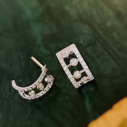 Natural Diamond Earrings 0.70 Carat. 18K White Gold Jewelry.