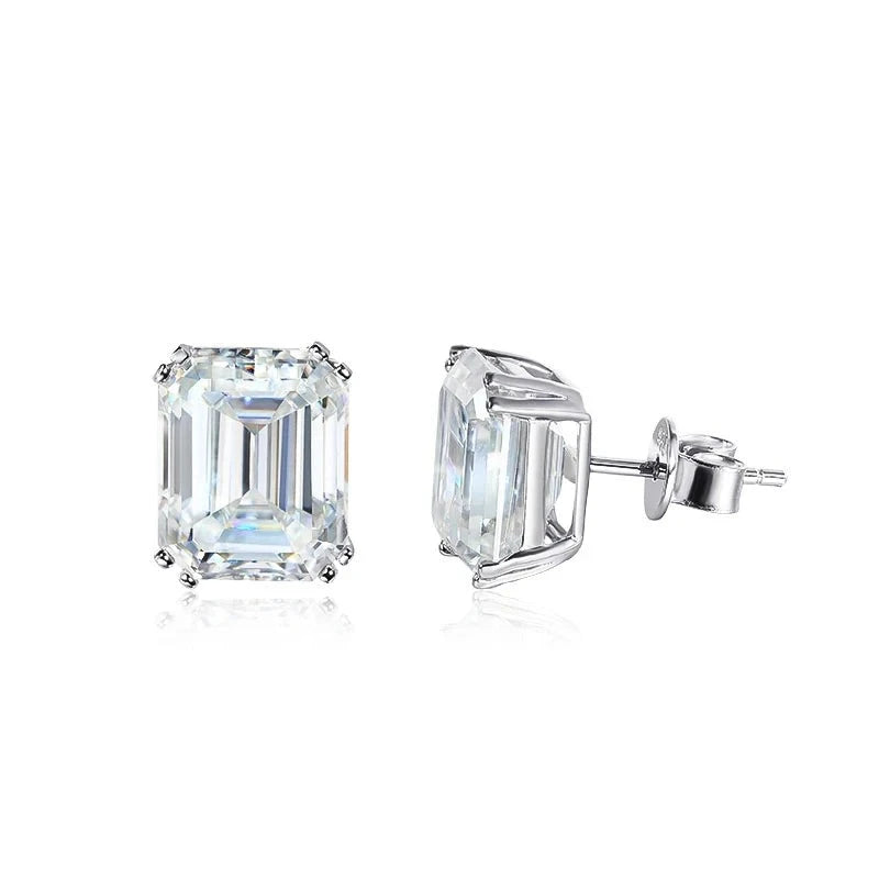 Moissanite Earrings. 2.0 To 8.0 Carat. Radiant, Princess, Pear Cut.