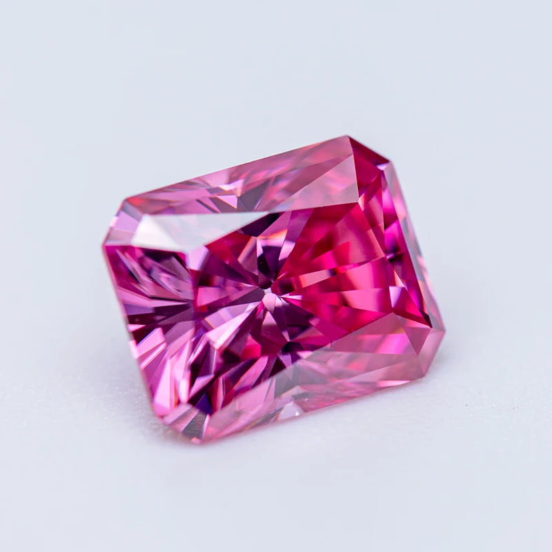 Loose Moissanite Stone. Pink Color. Radiant Cut. 0.50 To 5.0 Carat.