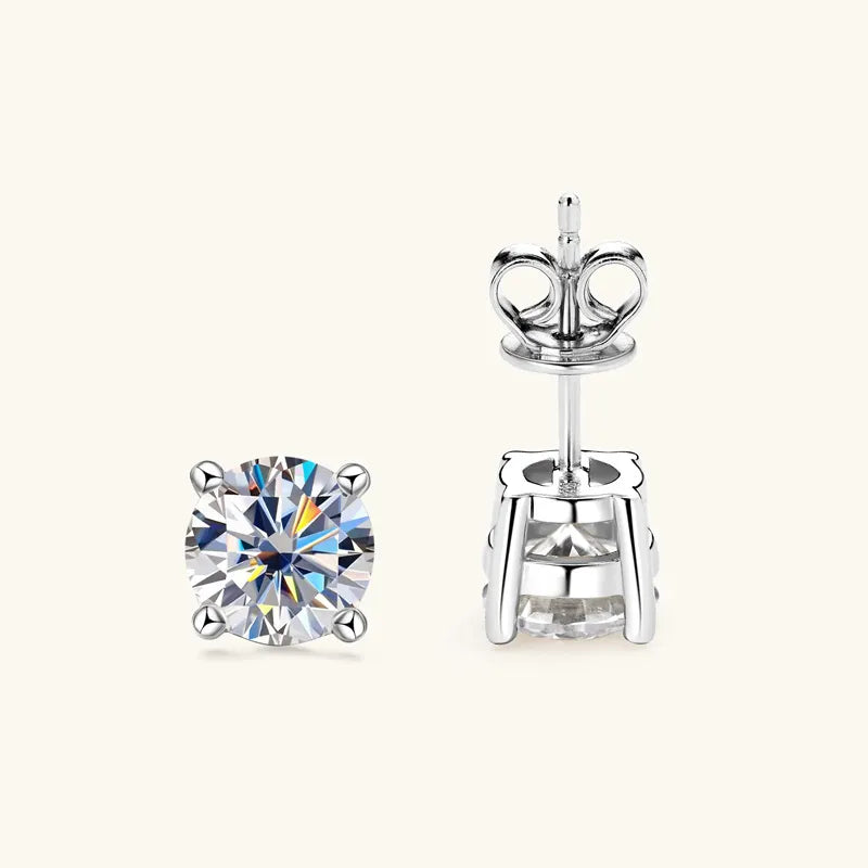 Shop Elegant Moissanite Diamond Earrings. 18K Gold Plated Silver.