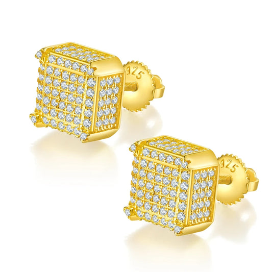 Shop Moissanite Hip-Hop Earrings. Total 1.08 Carat. 18K Gold Plated Silver.