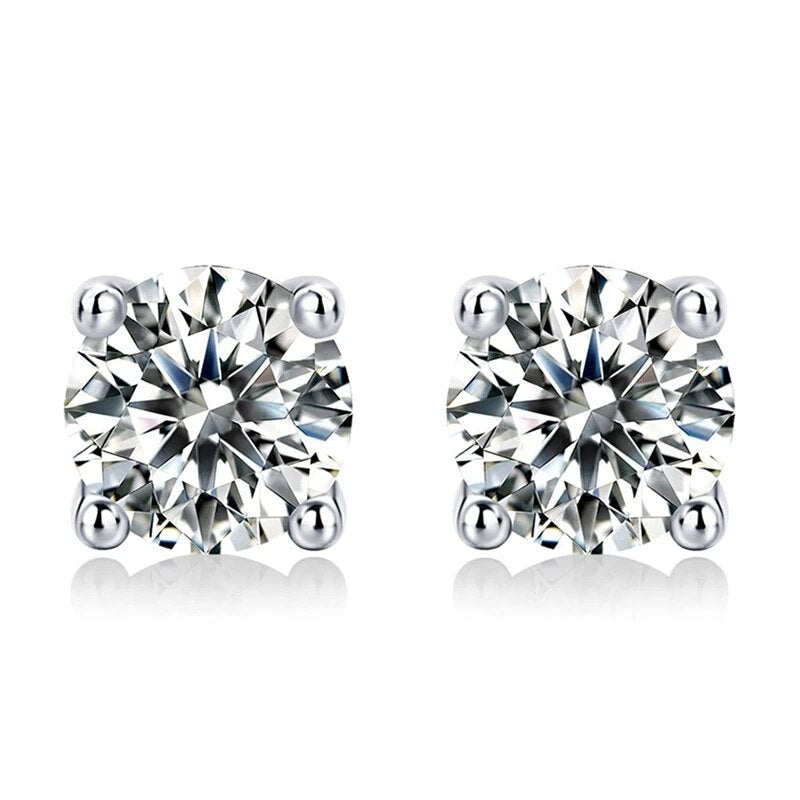 Colored Moissanite Earrings. 2.0 Carat. 18K White Gold Plated Silver.