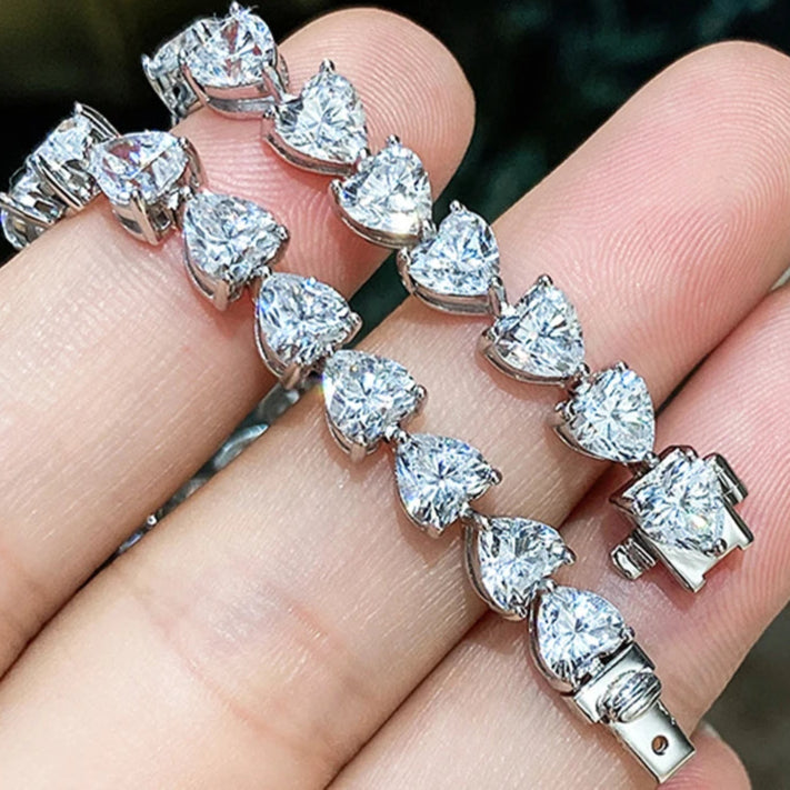 Diamond bracelet on a hand with a blurred background