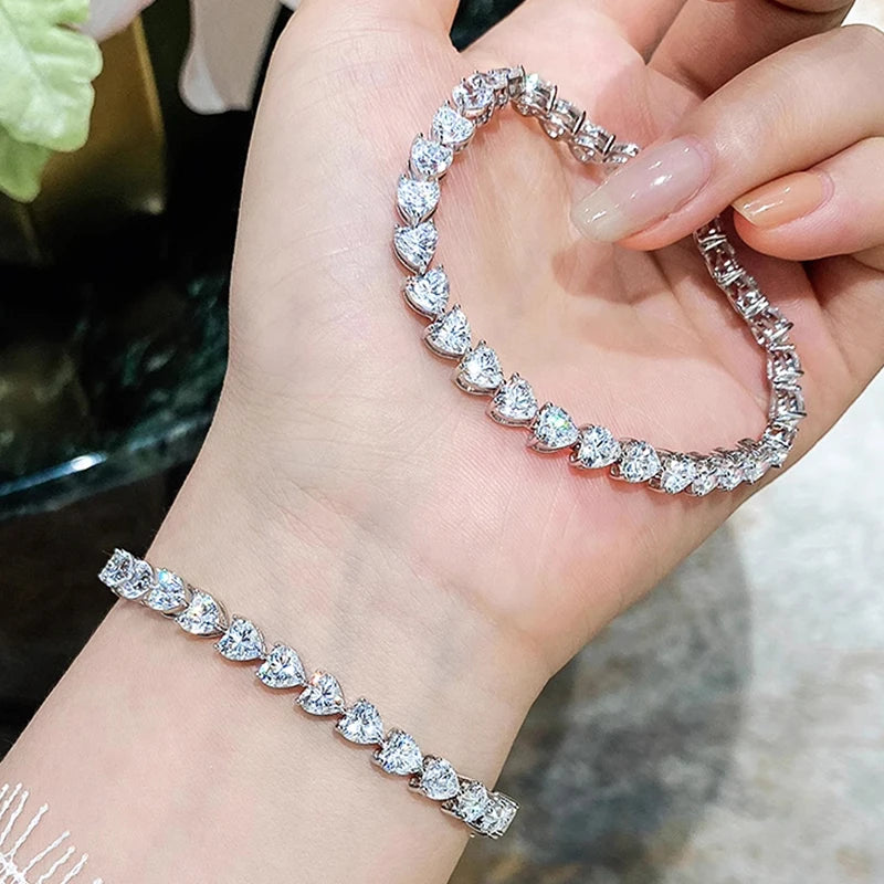 Shop Heart-shaped Moissanite Tennis Bracelets. 6mm. Genuine  Moissanite Jewelry.
