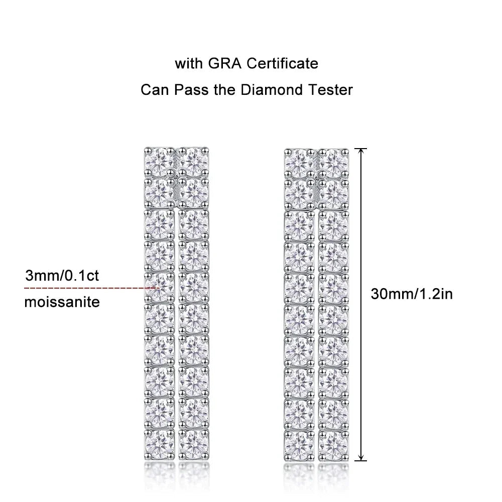 Size and dimensions chart for Moissanite tassel earrings