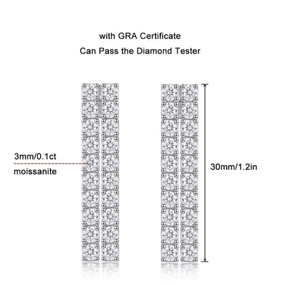 Size and dimensions chart for Moissanite tassel earrings