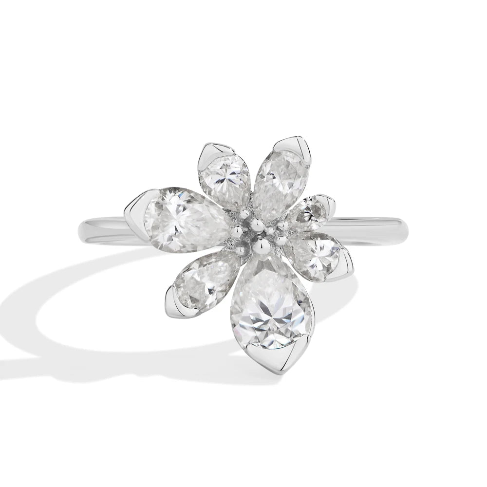 Sparkling Moissanite Flower Design Ring