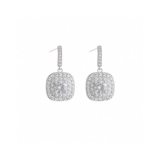 Elegant 0.55ct Square Drop Earrings with Real Diamonds.