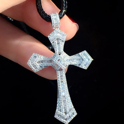 Diamond Cross Pendant. 1.0 Carat. Natural Diamond Jewelry.