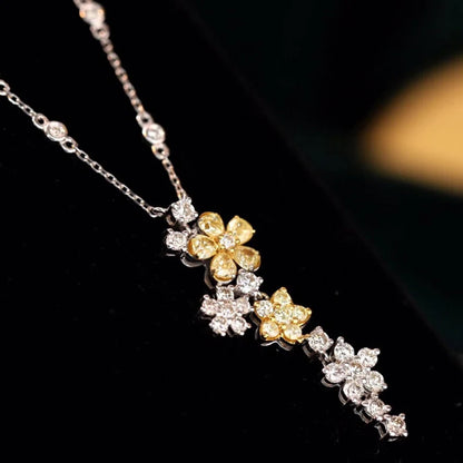 Elegant Diamond Necklaces. Yellow and White Natural Diamonds.