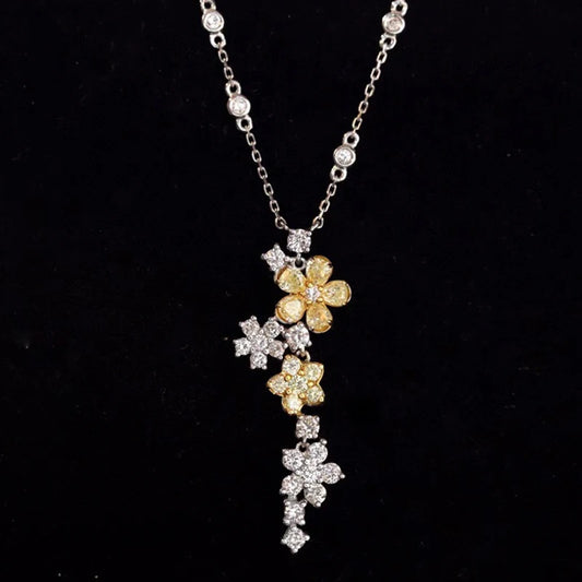 Elegant Diamond Necklaces. Yellow and White Natural Diamonds.