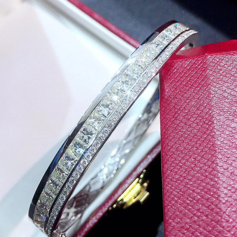 Real Diamond 5.50ct Princess Cut Classic Bangle.
