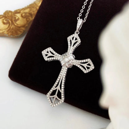 Cross Pendant. 0.45 Carat. Natural Diamond Jewelry.