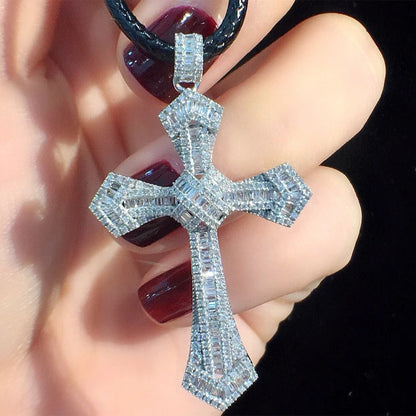 Diamond Cross Pendant. 1.0 Carat. Natural Diamond Jewelry.