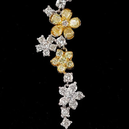 Elegant Diamond Necklaces. Yellow and White Natural Diamonds.