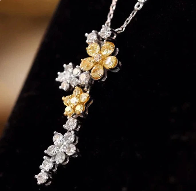 Elegant Diamond Necklaces. Yellow and White Natural Diamonds.