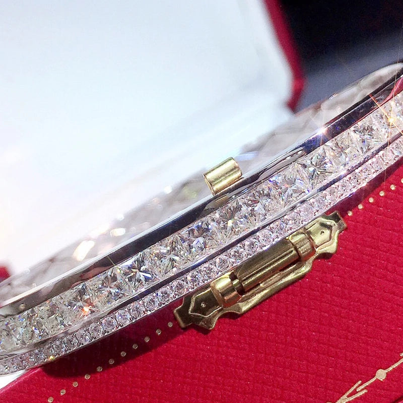 Real Diamond 5.50ct Princess Cut Classic Bangle.
