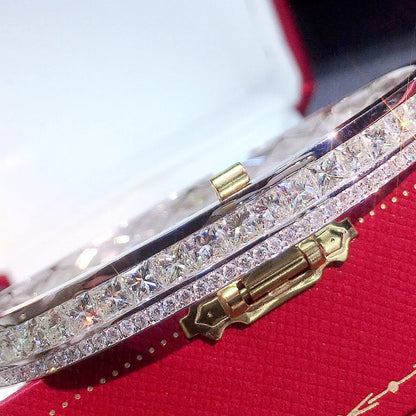 Real Diamond 5.50ct Princess Cut Classic Bangle.
