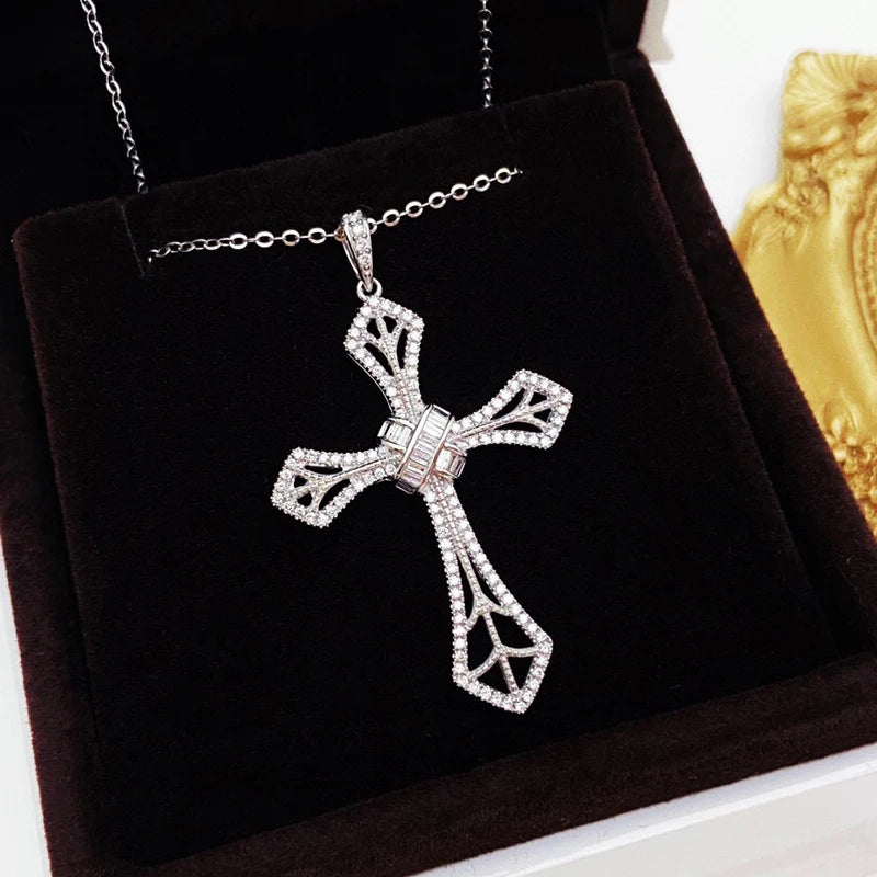 Cross Pendant. 0.45 Carat. Natural Diamond Jewelry.