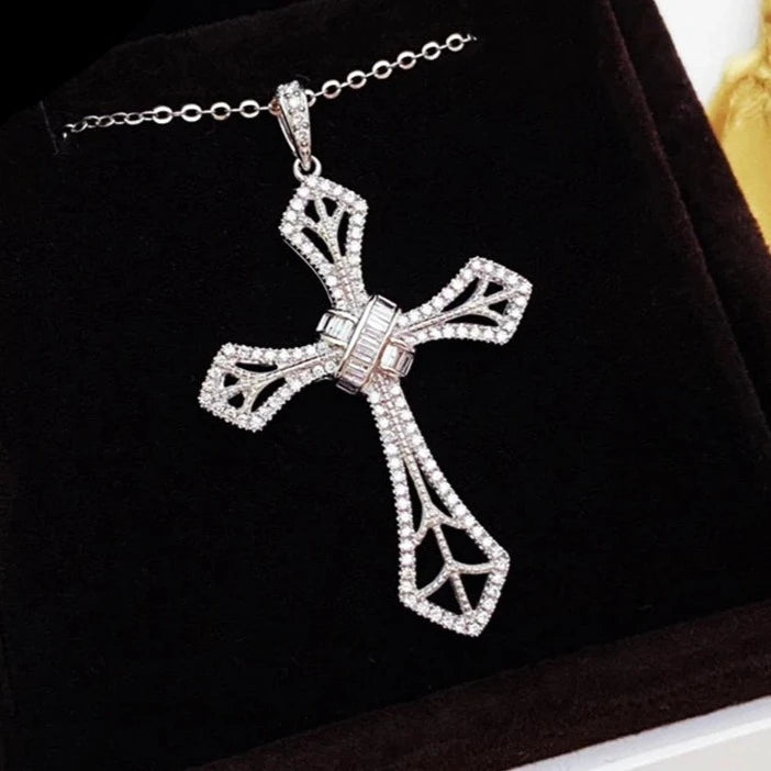 Cross Pendant. 0.45 Carat. Natural Diamond Jewelry.