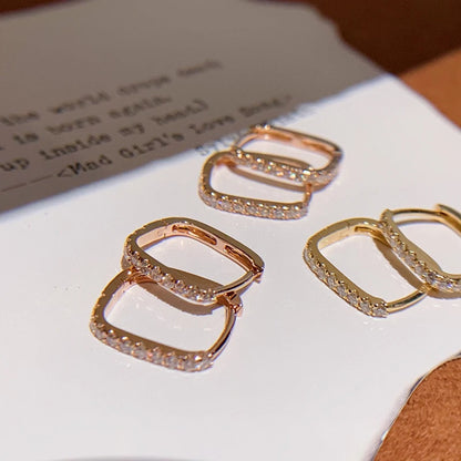 18K Rose Gold Natural Diamond Earrings. Fine Diamond Jewelry.