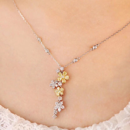 Elegant Diamond Necklaces. Yellow and White Natural Diamonds.