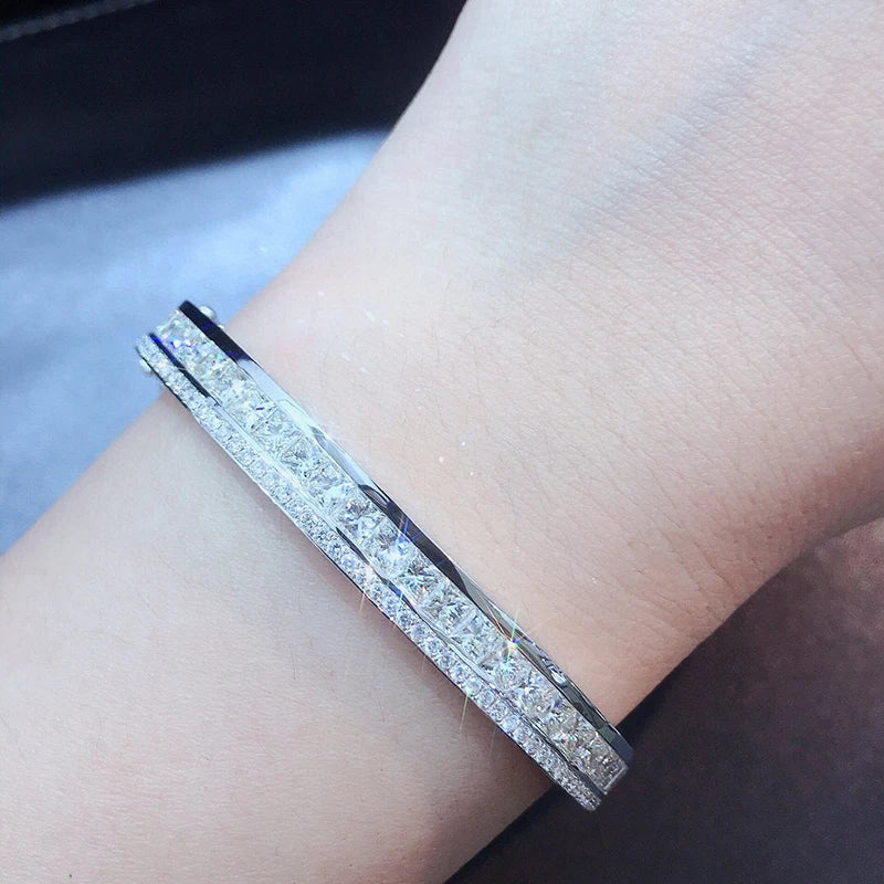 Real Diamond 5.50ct Princess Cut Classic Bangle.
