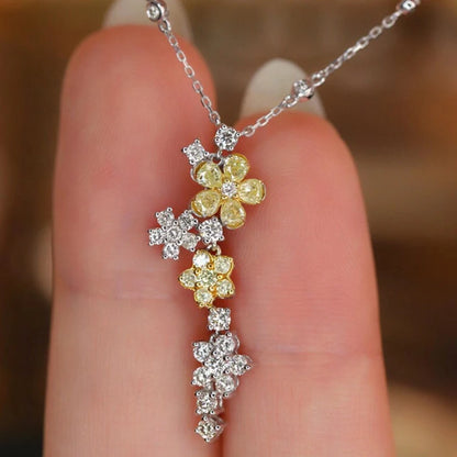 Elegant Diamond Necklaces. Yellow and White Natural Diamonds.