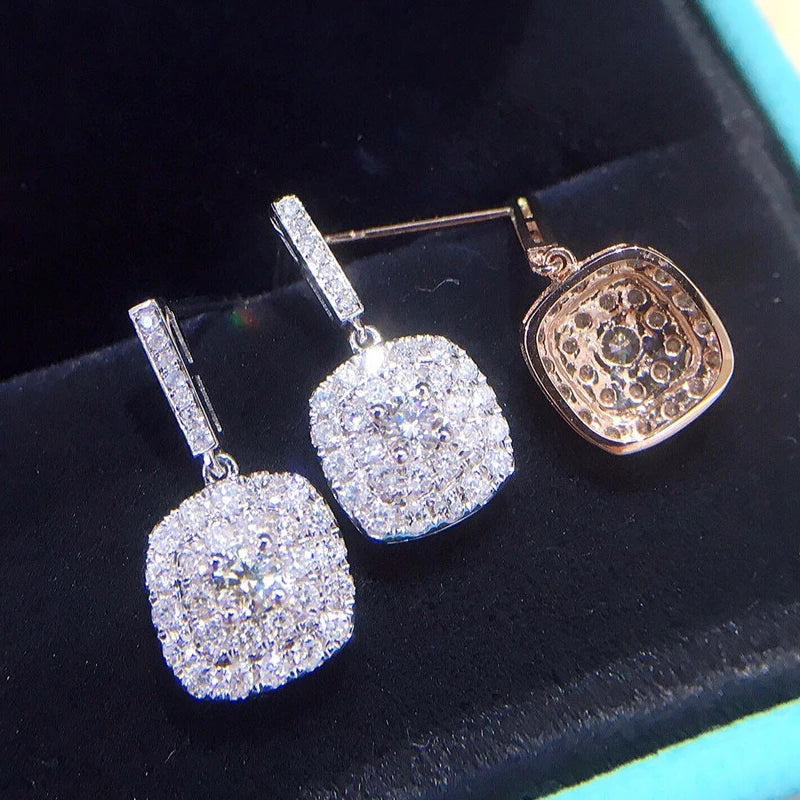 Elegant 0.55ct Square Drop Earrings with Real Diamonds.