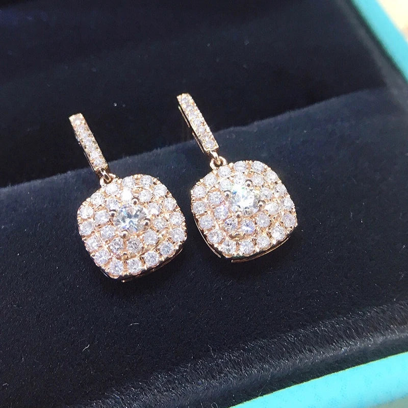 Elegant 0.55ct Square Drop Earrings with Real Diamonds.