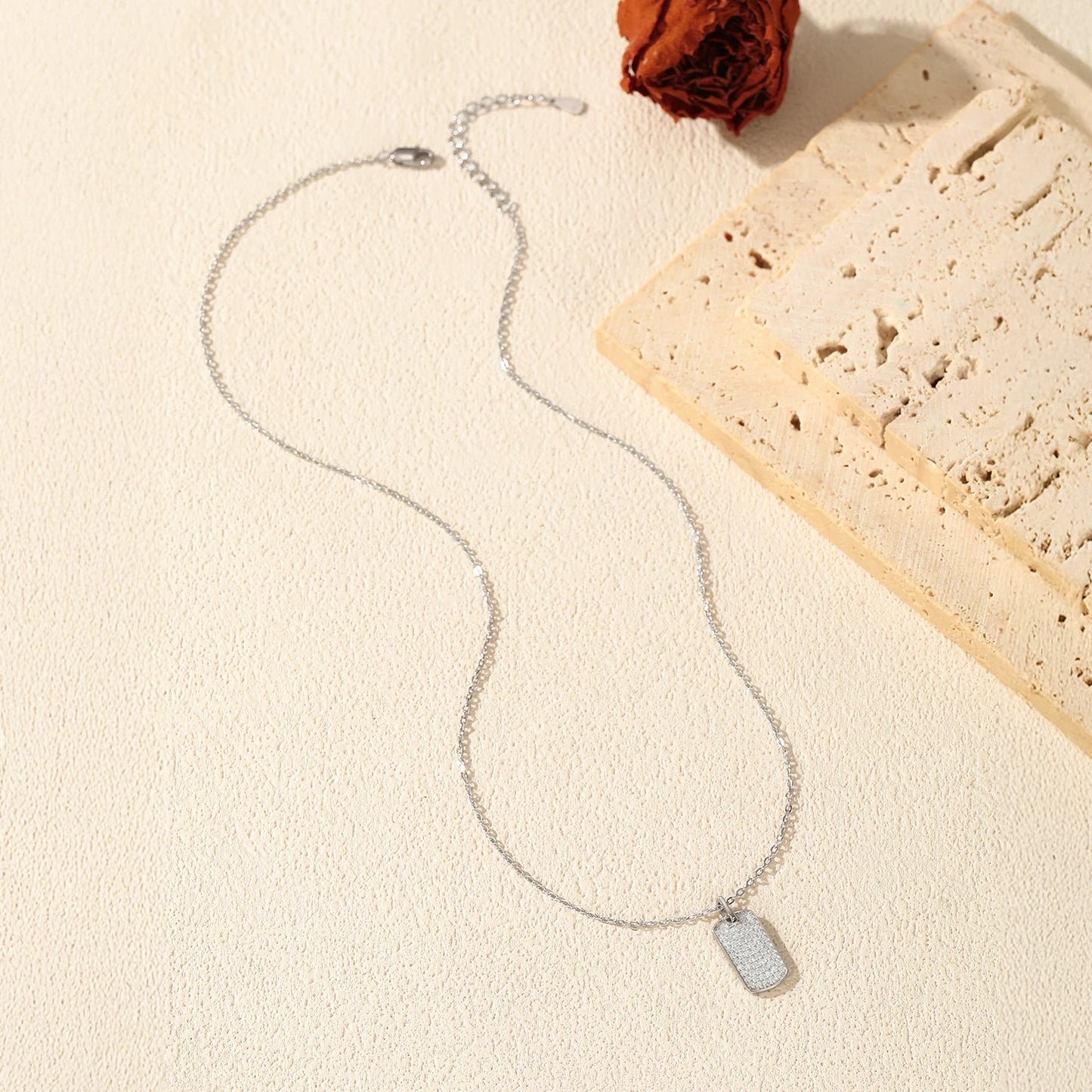 VK Diamonds Moissanite Dog Tag Pendant in Premium Packaging