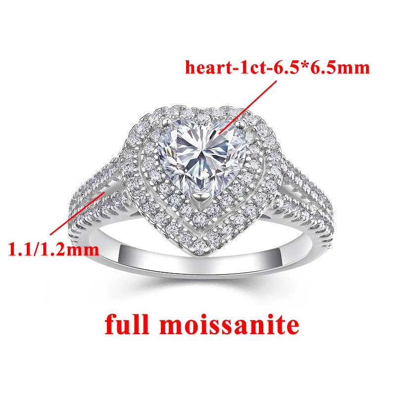 White Gold Plated Heart Cut Moissanite Ring Close Up