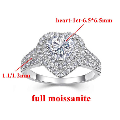 White Gold Plated Heart Cut Moissanite Ring Close Up